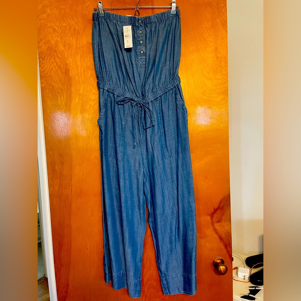 Loft Jean Strapless Jumpsuit